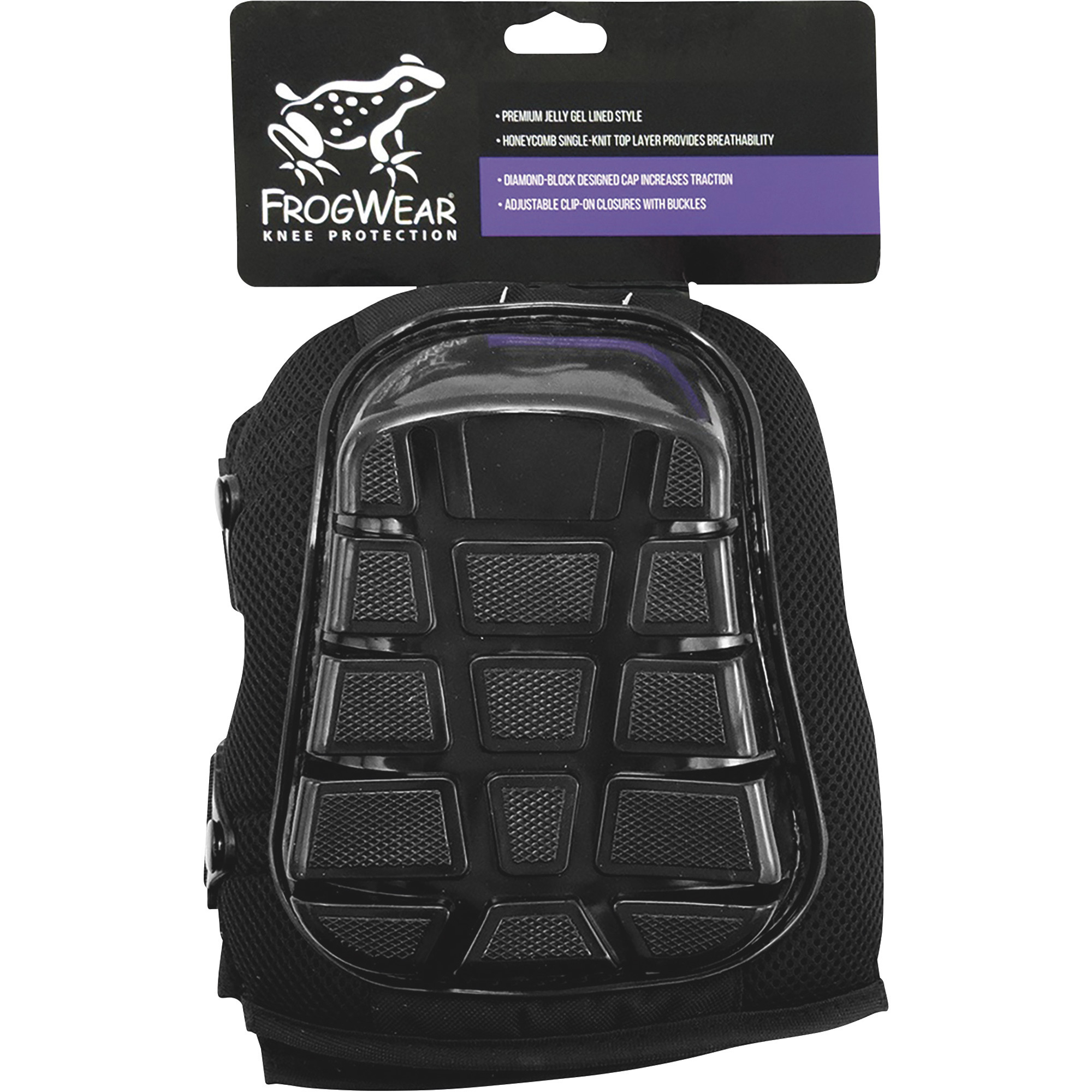 Global Glove Non-marring Jelly-Gel Lined Knee Pads, Black, One Size